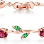18k Yellow Gold-Plated Sterling Silver Diamond Accent Two-Tone Gemstone Tennis Bracelet Diamond Bangle Bracelet Rose Gold