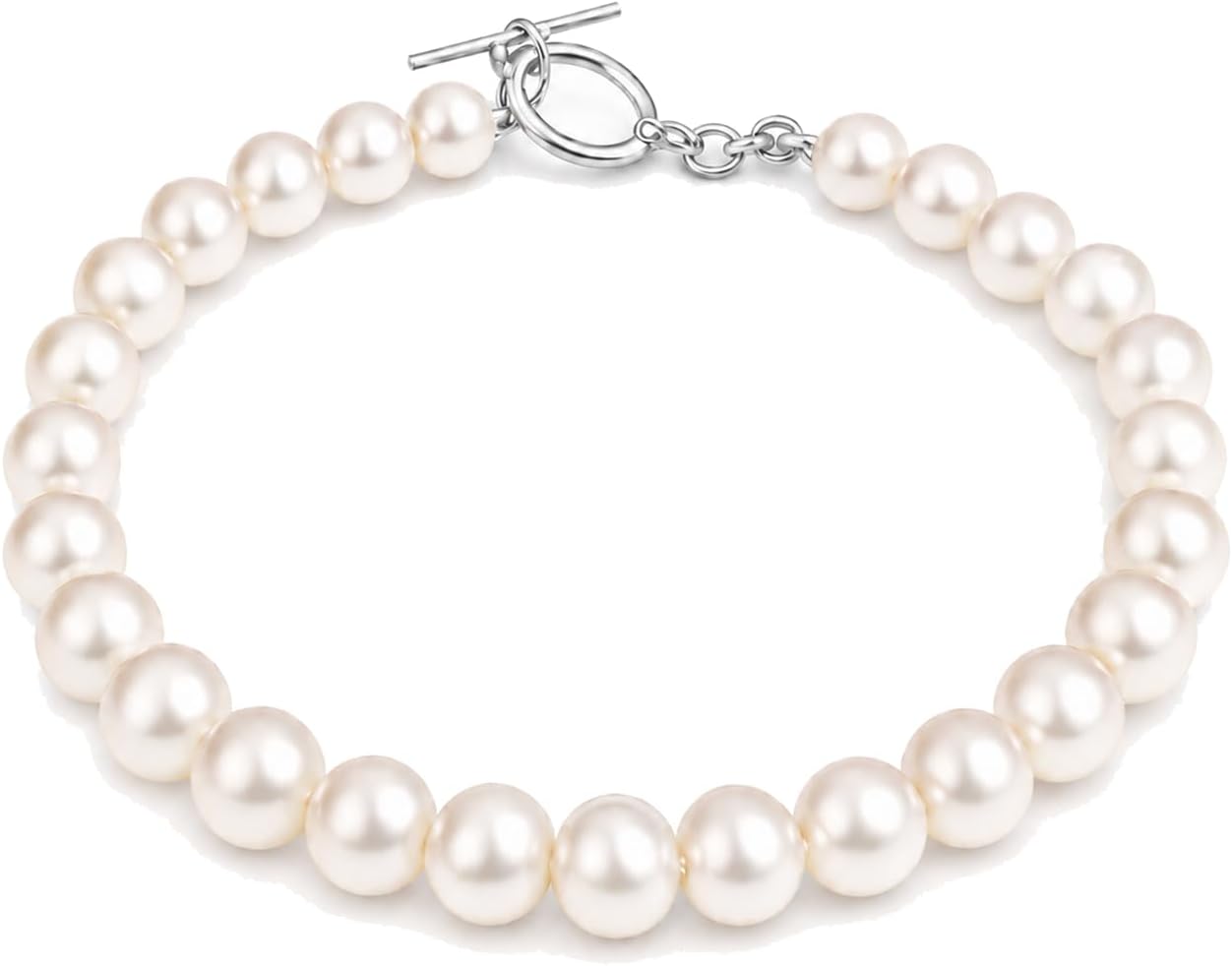 51XvItgrBJL._AC_SL1500_.jpg Freshwater Pearl Bracelet for Women, 925 Sterling Silver OT Clasp, Real Cultured Pearl Beaded Bracelet, Dainty Elegant Jewelry Gift for Mom Wife Girlfriend, Mothers Day Birthday - Image 1