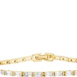 14K Gold Plated CZ Tennis Bracelet For Women | Classic Emerald Cut Simulated Diamond Bracelet
