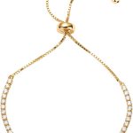14K Gold Plated Cubic Zirconia Classic Tennis Bracelet for Women | Adjustable Slider