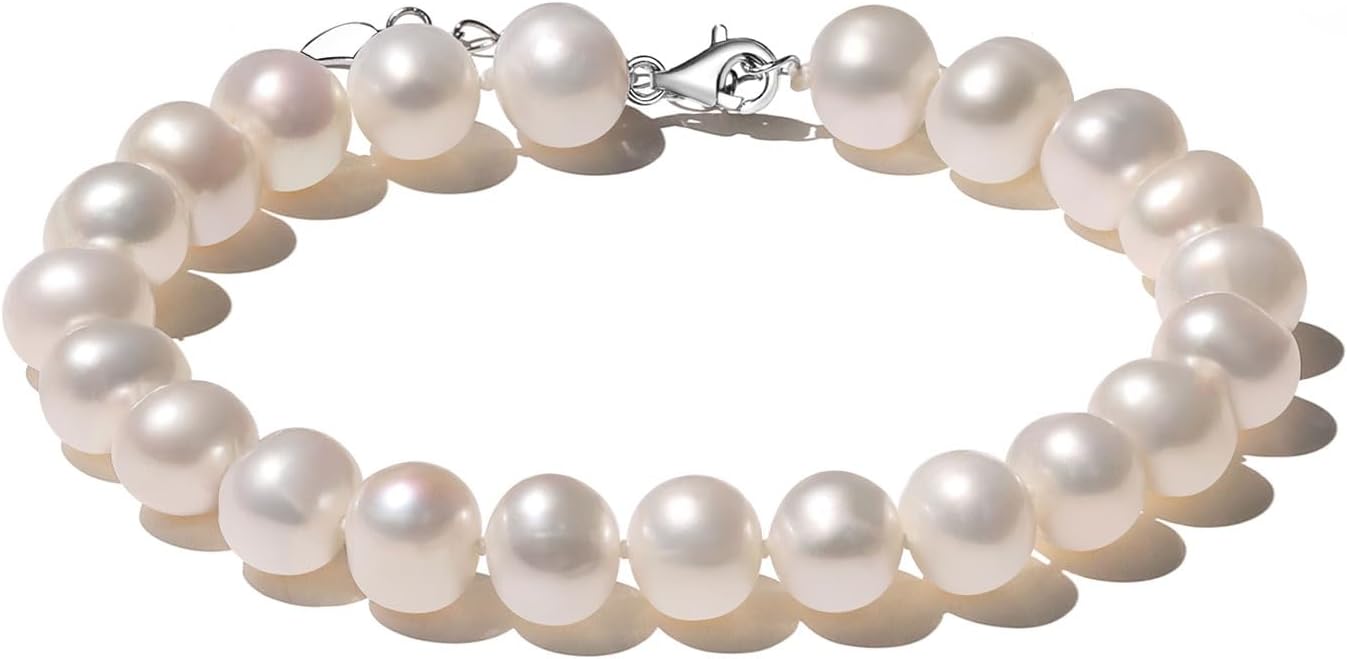51zh487I2sL._AC_SL1500_.jpg Natural Pearl Bracelet for Women, Freshwatet/Saltwater Cultured Pearls, Elegant Jewelry Gift for Women for Anniversaries, Birthdays, Mother's Day, White/Black Pearl - Image 1