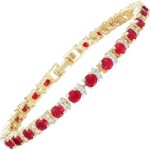 Eternity Tennis Bracelet for Women - 25 Stone 6.25 CTTW, 4mm Round Cut CZ, 14K Gold or White Gold Plated, Available in Multiple Birthstone Colors, 6.5/7/7.5 Inch with Gift Box