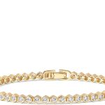 14K Gold Plated 2mm Cubic Zirconia Honeycomb Tennis Bracelet | Gold Bracelet for Women