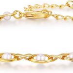 Gold Pearl Bracelet for Women, 18K Gold Plated Dainty Pearls Beaded Chain Bracelet Jewelry Gifts for Women