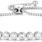 925 Sterling Silver Cubic Zirconia Adjustable Tennis Bracelet for Women, 14K Gold Plated Bolo Slider Bracelet Fine Jewelry Birthday Gifts for Mom Wife Her