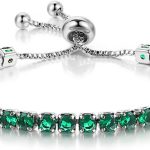 Tennis Bracelets, Tennis Bracelets for Women (Silver/Rose Glod/Green) | Made of 14K white gold, green cubic zircon, adjustable specifications, Valentine's Day gifts, classic tennis design, sturdy