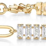 14K Gold Plated Paperclip Tennis Bracelets for Women - Link Chain Gold Bracelet for Women with Cubic Zirconia - Adjustable Trendy Bridal Jewelry