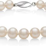 AA Quality White Cultured Freshwater Pearl Bracelet in Sterling Silver, Fishhook Clasp, Size- 5.5mm to 9mm, Length- 6.5 to 8.5 Inches, Real Pearl Jewelry for Women, Gift Box Included