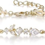 Wedding Bridal Link Bracelet for Brides Bridesmaids, Marquise Cubic Zirconia Tennis Bracelets for Women Prom Jewelry